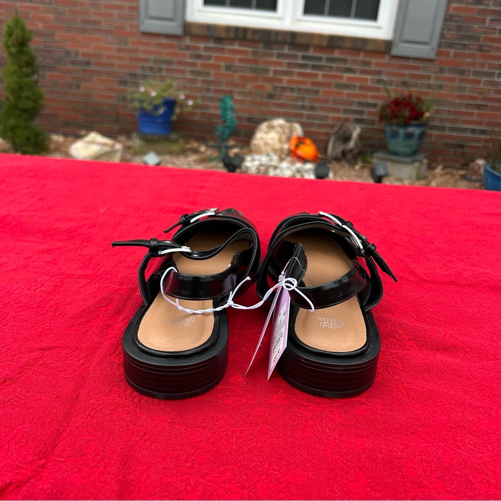 Size 8 Peyton Double Buckle black Slingback Flats wild fable office punk alt - Picture 5 of 7